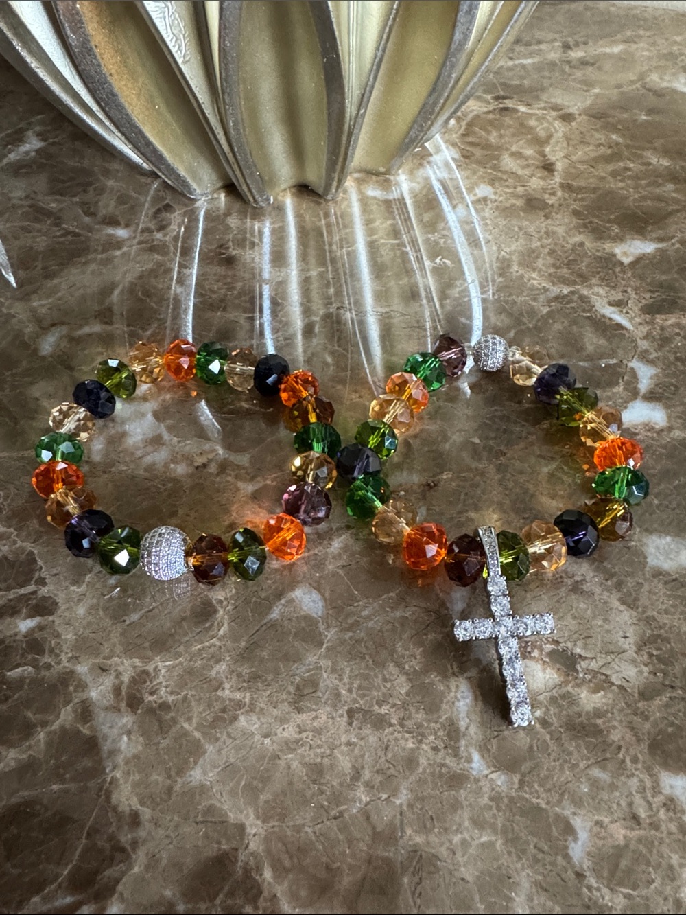 Crystal Cross Stretch Bracelet Set - Multicolor